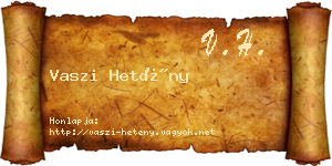 Vaszi Hetény névjegykártya